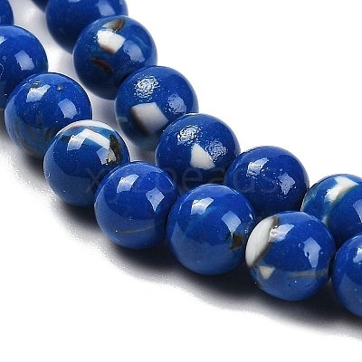 Assembled Synthetic Stone and Trochus Shell Beads Strands G-B128-08A-05-1