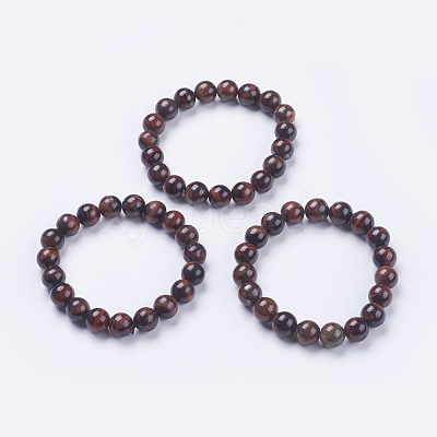 Natural Tiger Eye Beaded Stretch Bracelets BJEW-I253-10mm-13-1