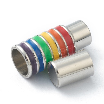 304 Stainless Steel Magnetic Clasps with Glue-in Ends STAS-B009-04P-1