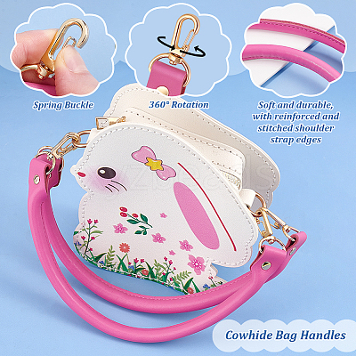 Cowhide Bag Handles with Alloy Swivel Clasps FIND-WH0126-546A-1