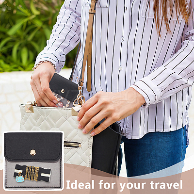 6Pcs Square PU Leather Jewelry Storage Bags with Iron Button ABAG-OC0001-18D-1