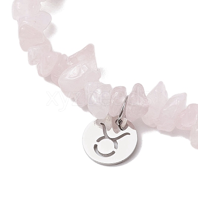 Natural Rose Quartz Stretch Bracelets BJEW-JB11147-02-1