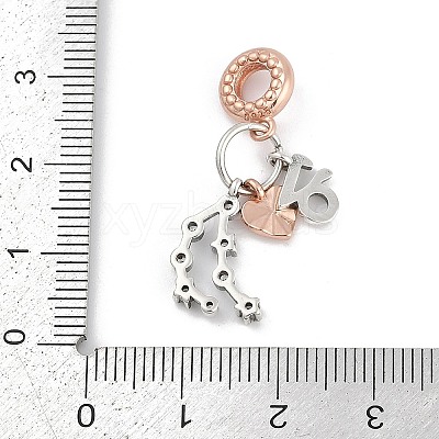 Brass Pendants with Cubic Zirconia European Beads KK-Q015-01M-1