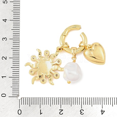 Brass Micro Pave Clear Cubic Zirconia & Plastic Imitation Pearl & Resin Pendants CU-CBA1242-01E-G-1