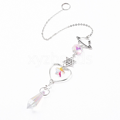 AB Color Plated Crystal Bullet Big Pendant Decorations HJEW-G019-03A-1