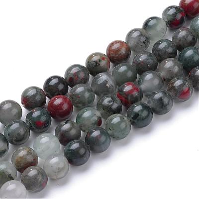 Natural African Bloodstone Beads Strands G-R345-8mm-50-1