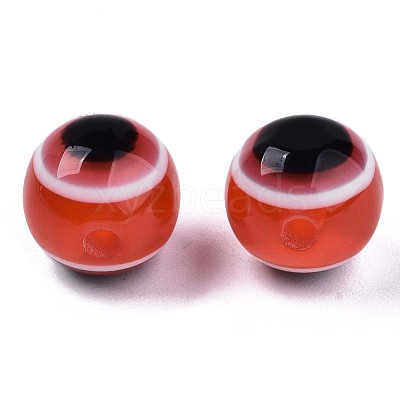 Round Evil Eye Resin Beads RESI-R159-12mm-05-1