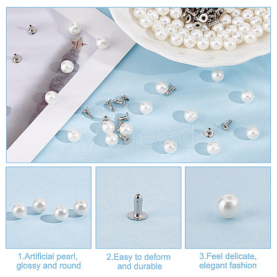 200 Sets ABS Plastic Imitation Pearl Rivet Studs KY-GO0001-06A-1