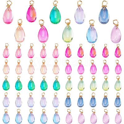 100Pcs 10 Colors Gradient Color Glass Pendants PALLOY-PH01757-1
