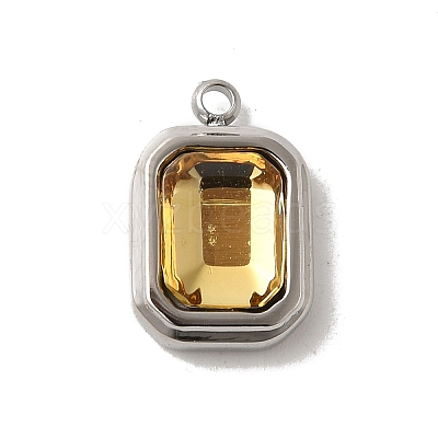 High Polished 304 Stainless Steel Glass Pendants STAS-L022-062P-05-1