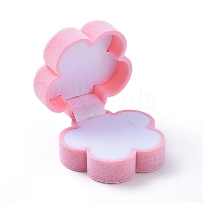 Plum Blossom Shape Velvet Jewelry Boxes X-VBOX-L002-F01-1