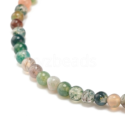 Mini Natural Indian Agate Beaded Stretch Bracelets BJEW-JB07669-04-1