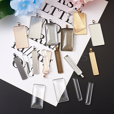 DIY Rectangular Pendant Making Kits DIY-TA0008-91-1