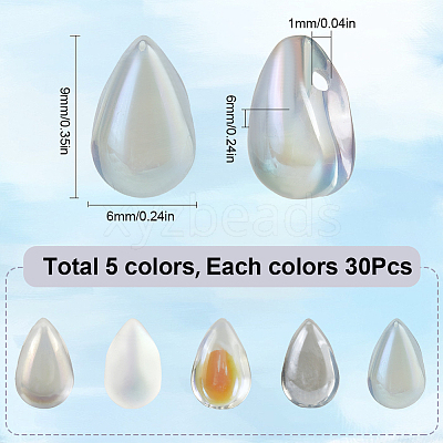 150Pcs 5 Colors Transparent Spray Painted Glass Charms GLAA-SC0002-16A-1