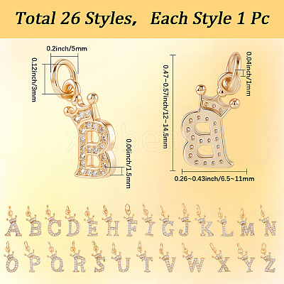 26pcs 26 Styles Brass Charms KK-SC0006-32-1