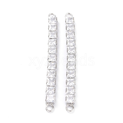 Brass Clear Square Cubic Zirconia Links Connectors ZIRC-G170-22P-1