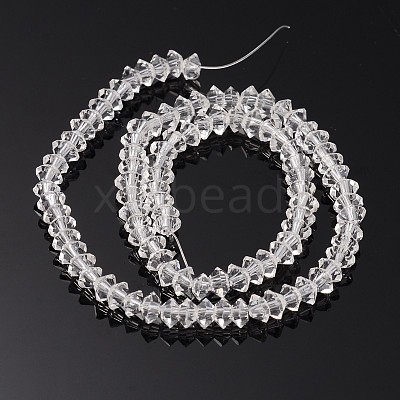 Faceted Bicone Transparent Glass Bead Strands GLAA-J082-A11-1