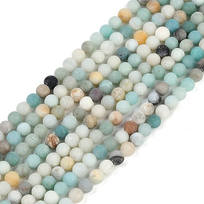 Natural Flower Amazonite Beads Strands G-F591-15-4mm-1