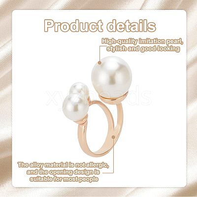 4Pcs 4 Styles Plastic Imitation Pearl Beaded Open Cuff Ring RJEW-AN0001-18-1