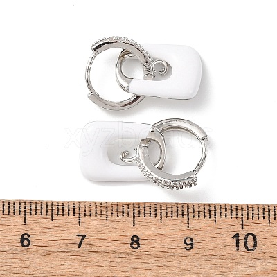 Brass Micro Pave Clear Cubic Zirconia Rectangle Dangle Earrings Findings EJEW-A149-01B-P-1