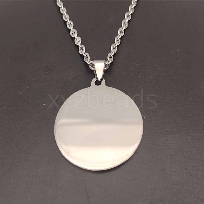 304 Stainless Steel disc mirror necklace pendant pendant jewelry accessories VE1814-1