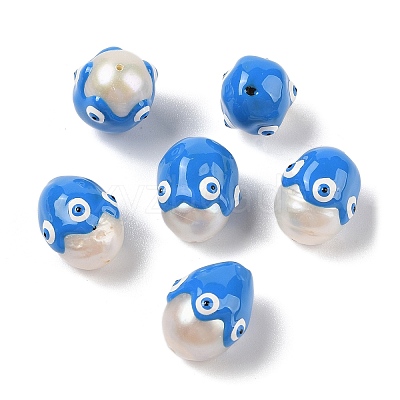 Natural Cultured Freshwater Pearl Enamel Beads PEAR-G014-05A-1