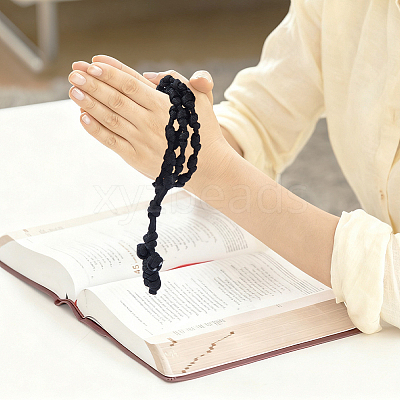 2Pcs 2 Styles Polyester Braided Cord Cross Pendant Prayer Necklaces NJEW-DC0001-18-1