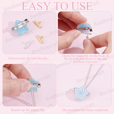4Pcs 2 Colors 925 Sterling Silver Pin to Pendant Converter STER-BBC0009-17A-1