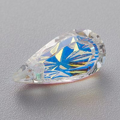 Embossed Glass Rhinestone Pendants GLAA-J101-06A-001AB-1