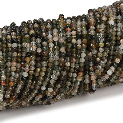 Natural Green Rutilated Quartz Beads Strands G-RM241221-B47-1