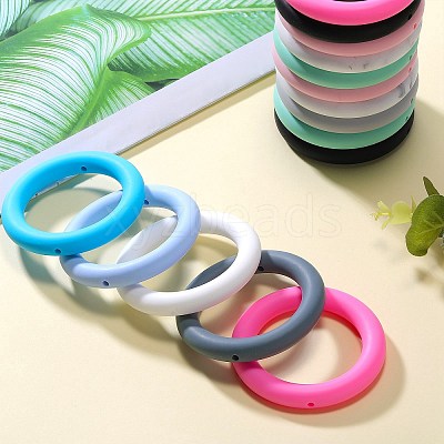 9Pcs Ring Food Grade Eco-Friendly Silicone Focal Beads JX895C-1