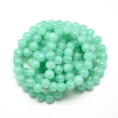 Baking Paint Crackle Glass Beads Strands X-DGLA-Q023-8mm-YS19-1