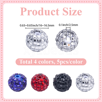 20Pcs 4 Colors Acrylic Rhinestone Beads OACR-SC0003-05-1