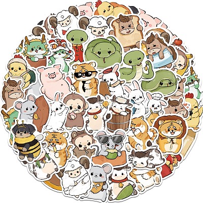 60Pcs PVC Waterproof Zodiac Signs Stickers PW-WG68C3E-01-1