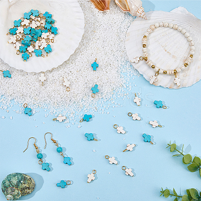 60Pcs Dyed Synthetic Turquoise Pendants FIND-BM0001-60A-1