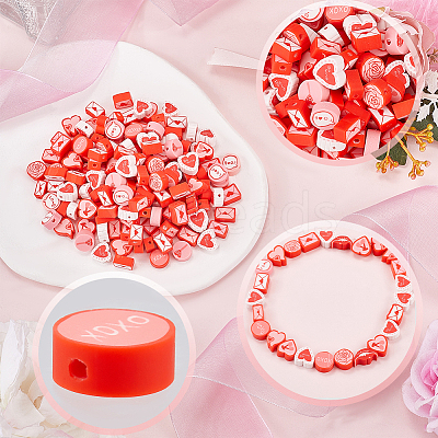 Valentine's Day Theme 300Pcs Handmade Polymer Clay Beads CLAY-SP0001-01C-1