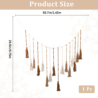 Bohemian Hand-woven Cotton Rope Tassel with Wood Beads Wall Hanging Ornaments FIND-WH20019-136A-03-1