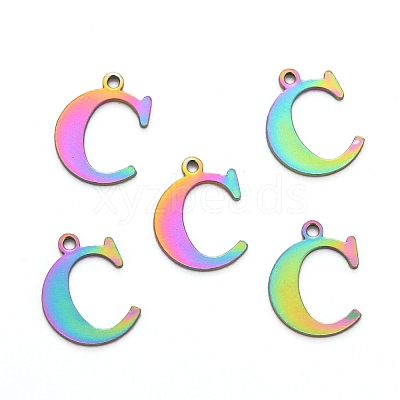Ion Plating(IP) 304 Stainless Steel Alphabet Charms STAS-H122-C-M-1