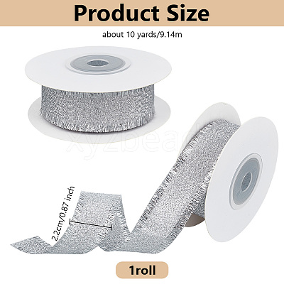 10 Yards Polyester Ribbons with Fringe Edge OCOR-WH0070-120A-1