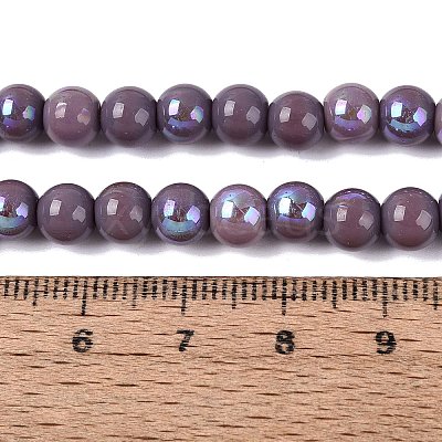Electroplate Opaque Glass Beads Strands EGLA-Q132-6MM-01C-19-1
