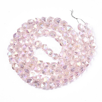 Electroplate Transparent Glass Beads Strands EGLA-T019-06N-1