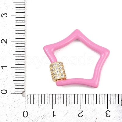 Star Brass Micro Pave Clear Cubic Zirconia Screw Carabiner Clasps KK-B167-01C-02G-1