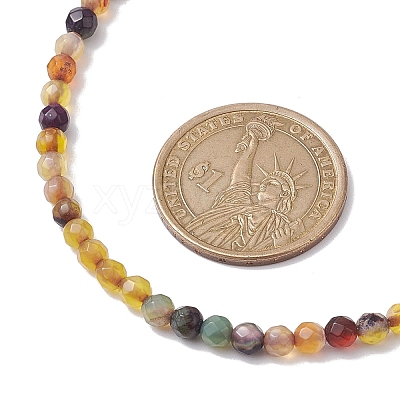 Faceted Round Natural Agate(Dyed & Heated) Beaded Necklaces for Women NJEW-JN04659-01-1