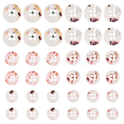 45Pcs 3 Style 4-Holes Shell Buttons BUTT-TA0001-27-1