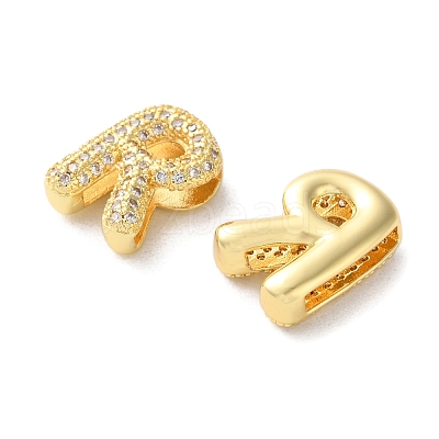 Rack Plating Brass Micro Pave Cubic Zirconia Slide Charms LS-KK-C084-34G-R-1