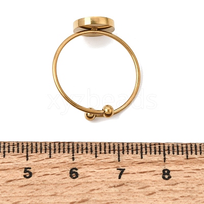 Flat Round 304 Stainless Steel Open Cuff Bangle Makings with Bezel Tray SA-CBABF3F-04G-07-1