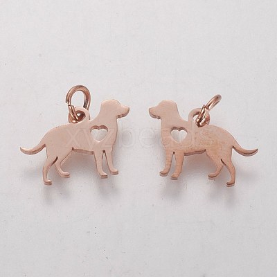 304 Stainless Steel Puppy Pendants STAS-Q201-T464R-1