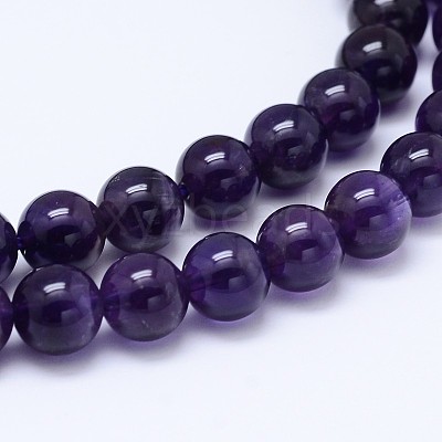 Natural Amethyst Round Bead Strands G-M212-10mm-01C-1