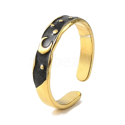 304 Stainless Steel Enamel Open Cuff Rings for Women RJEW-F166-16G-02-1