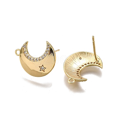 Brass Micro Pave Clear Cubic Zirconia Stud Earring Findings LS-KK-G530-03G-1
